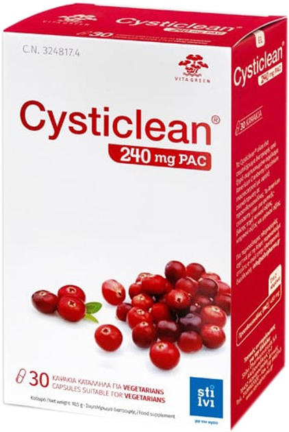 Натуральна харчова добавка Vita Green Cysticlean 240 мг PAC 30 капсул (8436031120080) - зображення 1