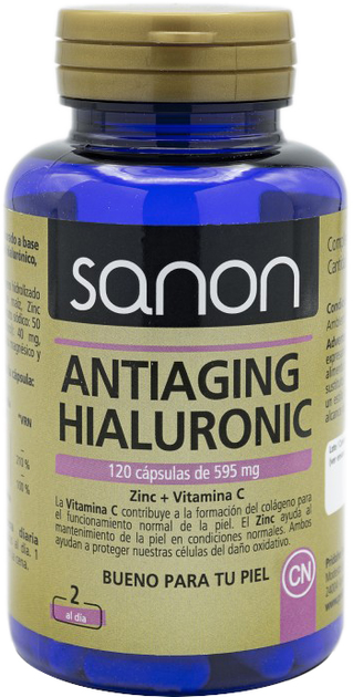 Натуральна харчова добавка Sanon Antiaging Hialuronic 595 мг 60 капсул (8436556081866) - зображення 1