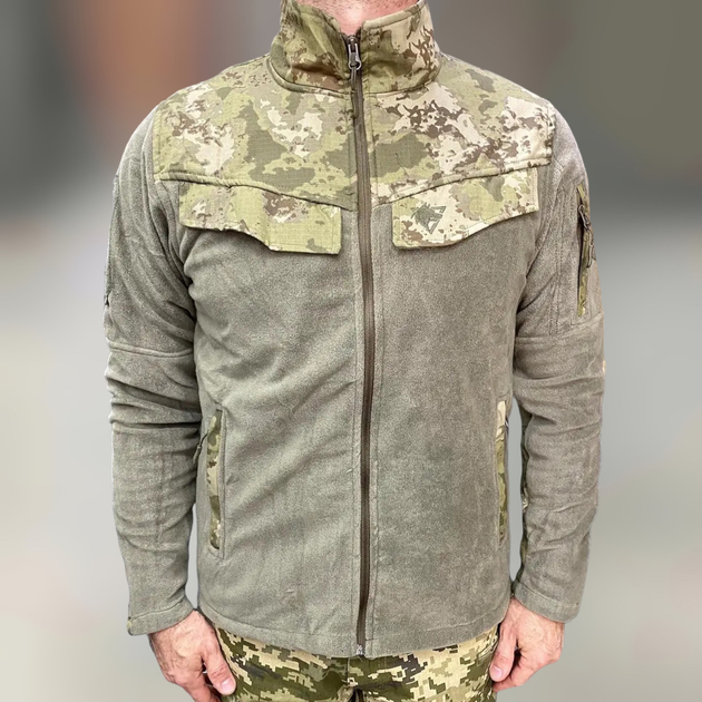 Армейська кофта флісова WOLFTRAP, тепла, розмір M, Олива, Камуфляжні вставки на рукава, плечі, кишені - зображення 1