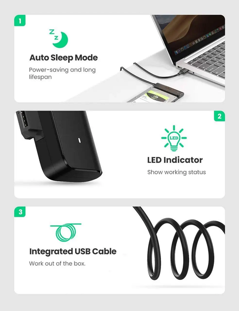 Зовнішня кишеня UGREEN CM321 USB-A to 2.5-Inch SATA Converter 50cm (UGR-70609) (UGR-70609) - зображення 7