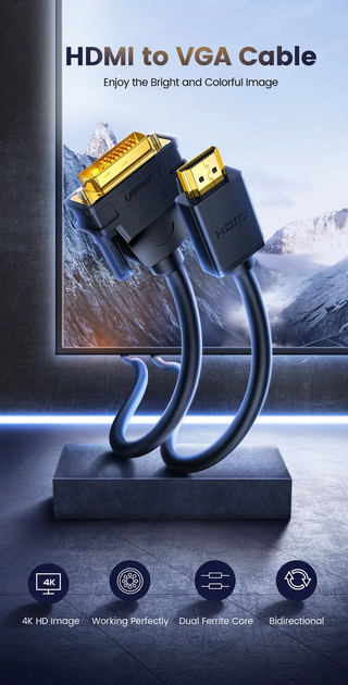 Кабель UGREEN HD106 HDMI to DVI Cable 2m (Black) (UGR-10135) (UGR-10135) - изображение 7