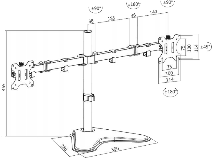 Uchwyt na 2 monitory Logilink 13-32" BP0045 (4052792046502) - obraz 2