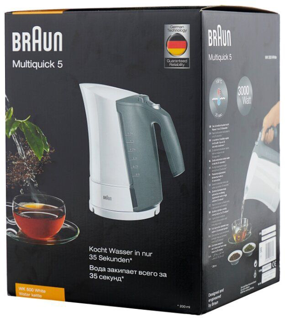Електрочайник Braun MultiQuick 5 WK500WH 1.7 л Білий - зображення 6