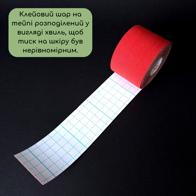 Кинезио тейп лента пластырь для тейпирования спины шеи тела 5 см х 5 м Красный (ТБ470) - изображение 2
