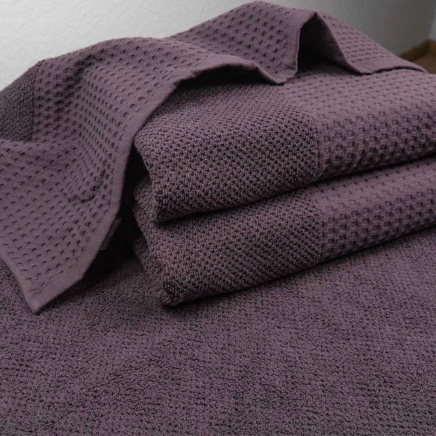 Полотенце махровое Вафельний Бордюр GM Textile 40х70см 500г/м2 (Темный Виноград) - изображение 2