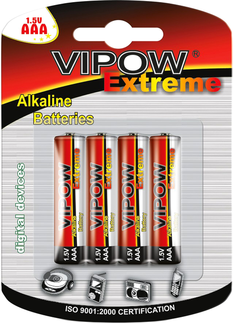 Baterie Vipow Extreme alkaliczne LR03 4 szt. (BAT0096B) - obraz 1