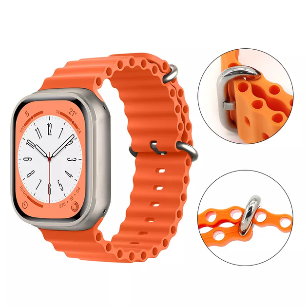 Ремінець для Apple Watch 49/45/44/42 mm Ocean Band orange - зображення 5