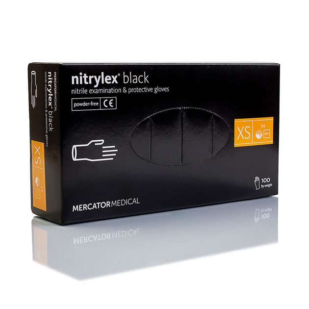 Перчатки нитриловые Mercator Medical Nitrylex Black XS черные 100 шт - изображение 1