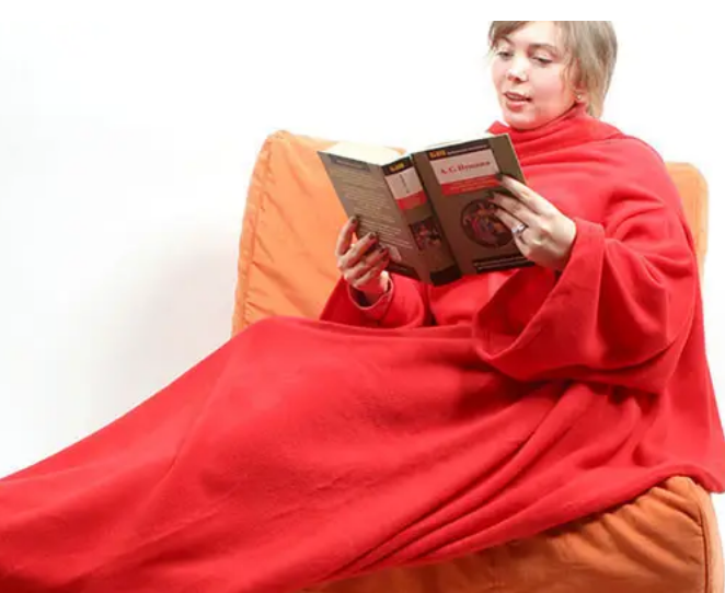 Плед согревающий из флиса с рукавами Snuggie ( Снагги) красный - изображение 2