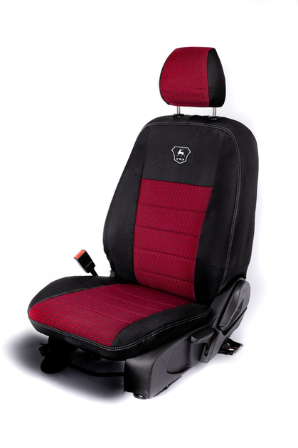 Комплект модельных чехлов AMI.AUTO из автоткани черно-красные на Волга 3110 (Volga 3110) 1992-2004 седан - изображение 2