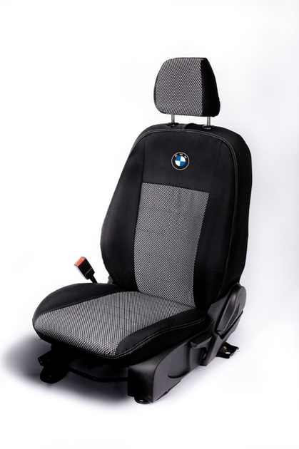 Комплект модельных чехлов AMI.AUTO из автоткани черно-серые на БМВ Е39 (BMW E39) 1995-2003 &nbsp;универсал - изображение 2