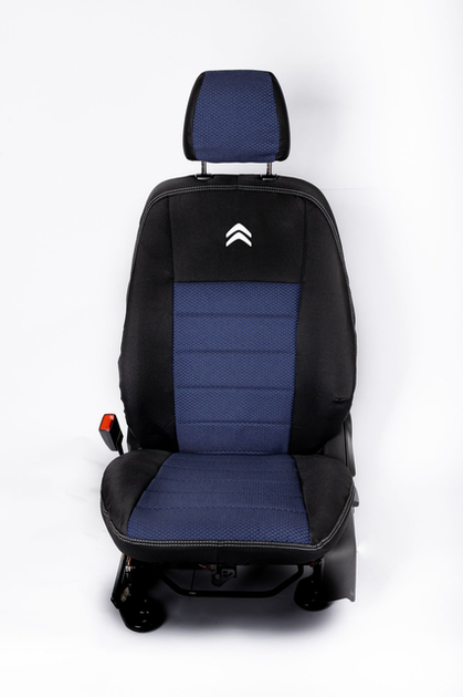 Комплект модельных чехлов AMI.AUTO из автоткани черно-синие на Ситроен С4 Пикассо (Citroen C4 Picasso) 2013+ минивен - изображение 4