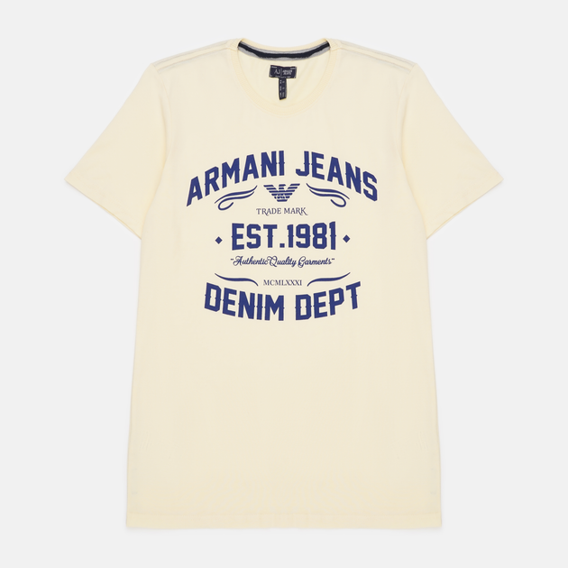 Акція на Футболка Armani Jeans 9014.30 S (44) Жовта від Rozetka