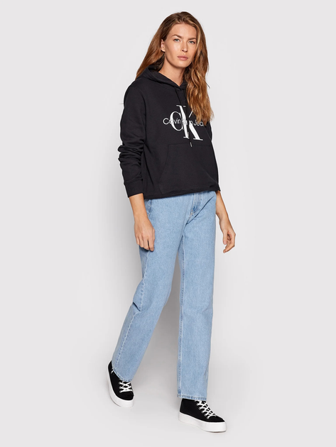 Bluza damska z kapturem kangurka Calvin Klein Jeans J20J219141-BEH S Czarna (8719855876518) - obraz 3