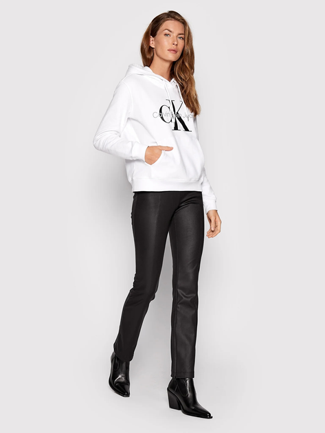 Bluza damska z kapturem kangurka Calvin Klein Jeans J20J219141-YAF XS Biała (8719855876655) - obraz 3