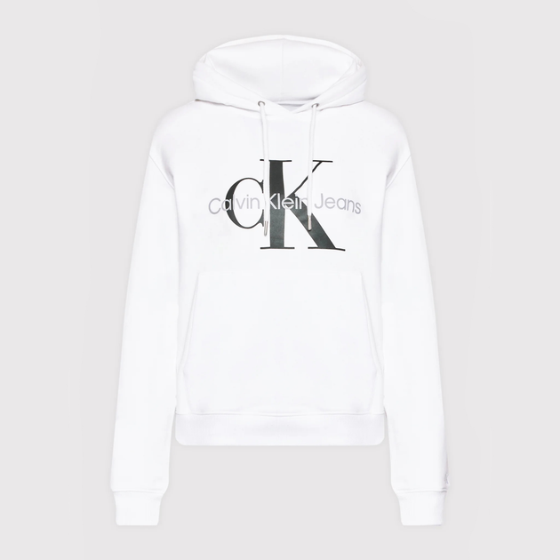 Bluza damska z kapturem kangurka Calvin Klein Jeans J20J219141-YAF XS Biała (8719855876655) - obraz 5