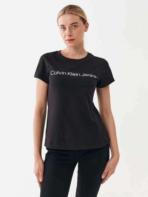 Футболка жіноча Calvin Klein Jeans J20J220253-BEH XS Чорна (8719856760212) - зображення 1