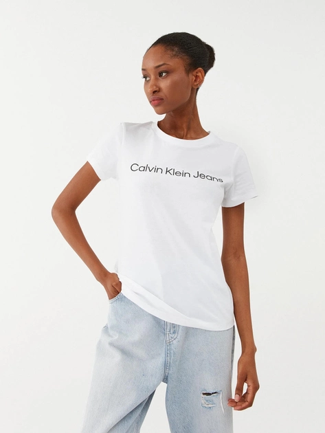 Koszulka damska basic Calvin Klein Jeans J20J220253-YAF S Biała (8719856759575) - obraz 1