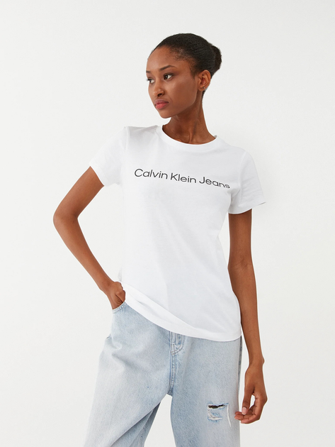Koszulka damska basic Calvin Klein Jeans J20J220253-YAF L Biała (8719856759919) - obraz 1