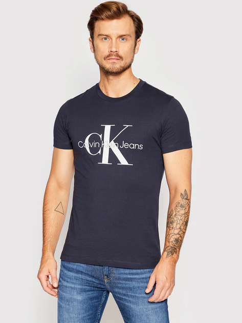 Koszulka męska bawełniana Calvin Klein Jeans J30J320935-CHW L Granatowa (8719855869282) - obraz 1