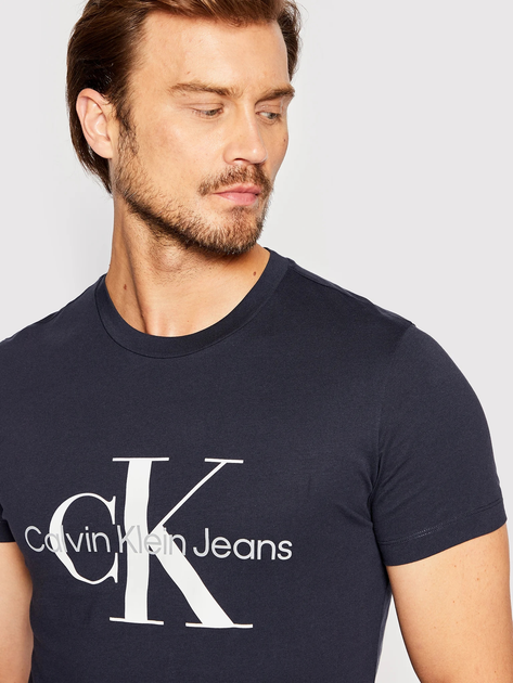 Футболка бавовняна чоловіча Calvin Klein Jeans J30J320935-CHW M Синя (8719855869275) - зображення 4