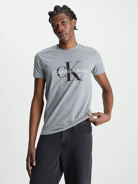 Koszulka męska bawełniana Calvin Klein Jeans J30J320935-P2D M Szara (8719855869091) - obraz 1