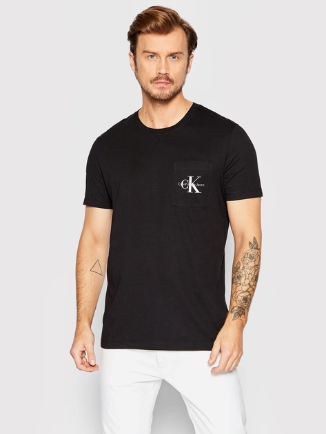 Koszulka męska bawełniana Calvin Klein Jeans J30J320936-BEH L Czarna (8719855869169) - obraz 1
