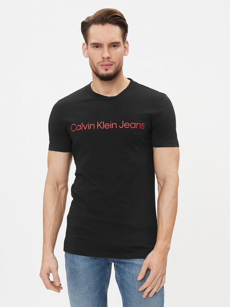 Koszulka męska bawełniana Calvin Klein Jeans J30J322552-0GM M Czarna (8719856760779) - obraz 1