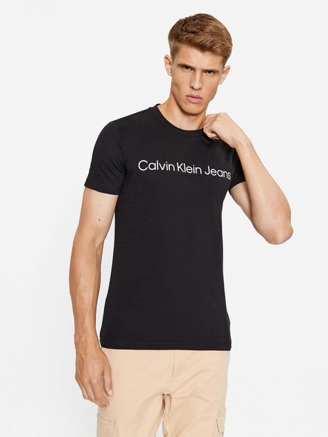 Koszulka męska bawełniana Calvin Klein Jeans J30J322552-BEH L Czarna (8719856760380) - obraz 1