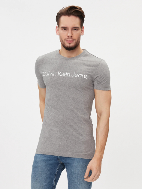 Koszulka męska bawełniana Calvin Klein Jeans J30J322552-P2D M Szara (8719856760533) - obraz 1