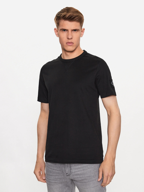 Koszulka męska bawełniana Calvin Klein Jeans J30J323484-BEH M Czarna (8720108076371) - obraz 1