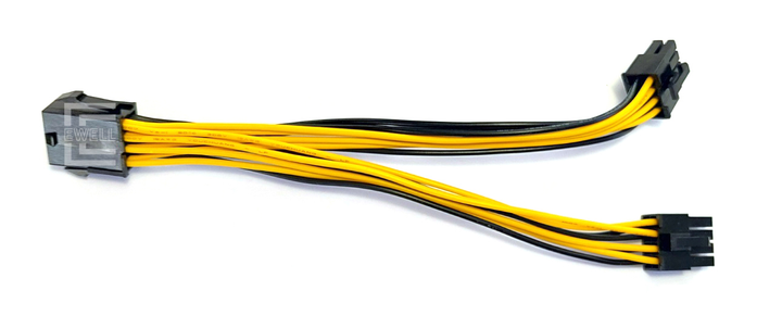 Кабель питания Ewell CPU 8pin на два CPU 8pin, 20 см (EW497) – фото ...