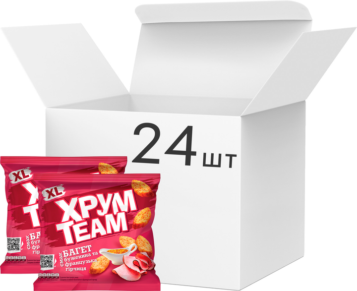 Упаковка багета ХрумTeam Буженина та французька гірчиця 100 г х 24 шт (2.4 кг) від Rozetka на платформі USKIDKA Акція на Упаковка багета ХрумTeam Буженина та французька гірчиця 100 г х 24 шт (2.4 кг) від Rozetka