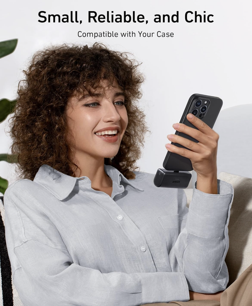 Універсальна батарея Anker Nano Power Bank із вбудованим складаним роз’ємом USB C 22.5W 5000 mAh для iPhone 15 / 16 / 17 Series (A12310) Black Stone - зображення 2
