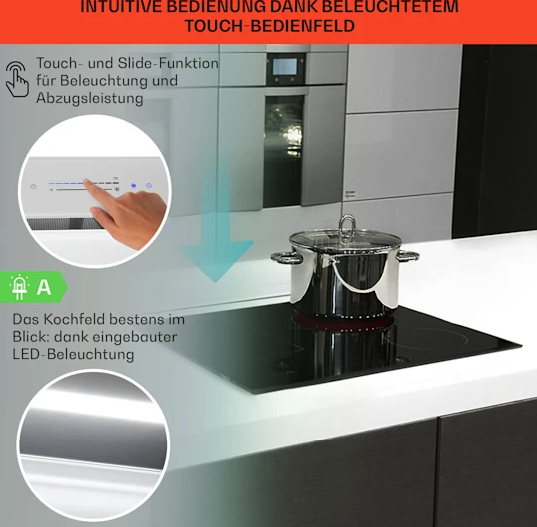 Вытяжка Klarstein Royal Flush Eco 60 см, 576 м³/ч - Фото 3 Вытяжка Klarstein Royal Flush Eco 60 см, 576 м³/ч - изображение 3