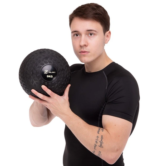 Мяч медицинский слэмбол для кроссфита рифленый Zelart Slam Ball 7474-9 вес 9кг Black - Фото 5 Мяч медицинский слэмбол для кроссфита рифленый Zelart Slam Ball 7474-9 вес 9кг Black - изображение 5