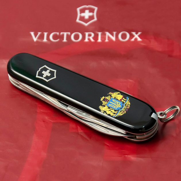 Швейцарский нож Victorinox SPARTAN UKRAINE 91мм/12 функций, черные накладки, Большой Герб Украины - изображение 2