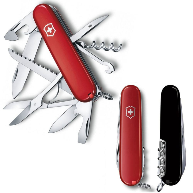 Швейцарский нож Victorinox HUNTSMAN UKRAINE 91мм/15 функций, красно-черные накладки - изображение 1