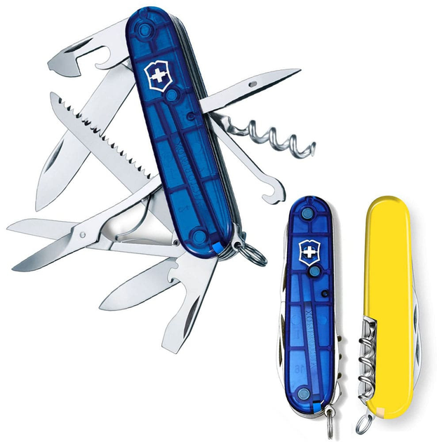 Швейцарский нож Victorinox HUNTSMAN UKRAINE 91мм/15 функций, Сине-желтый - изображение 1