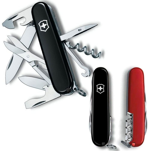 Швейцарский нож Victorinox CLIMBER UKRAINE 91мм/14 функций, черно-красные накладки - изображение 1