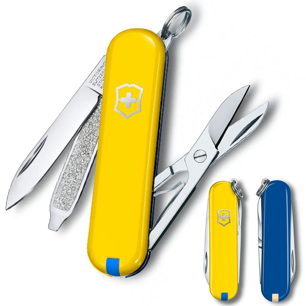 Швейцарский нож Victorinox CLASSIC SD UKRAINE 58мм/7 функций, желто-синий - изображение 2