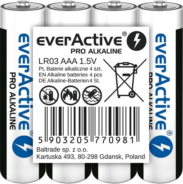 Baterie everActive LR03/AAA folia 4 szt. (LR03PRO4T) - obraz 1