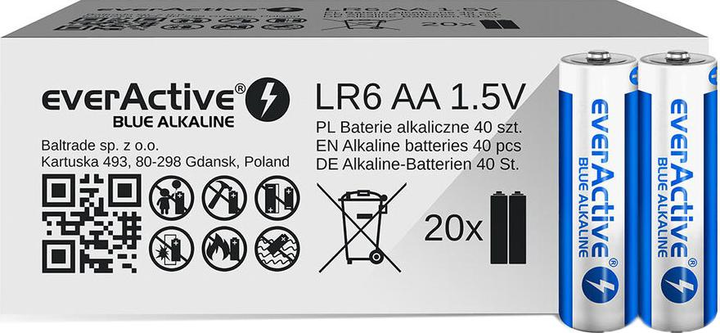 Батарейки everActive LR6/AA Blue Alkaline 40 шт. Обмежена серія (ALEV6S2BK) - зображення 1