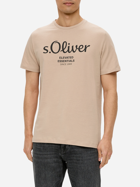 T-shirt męski bawełniany s.Oliver 10.3.11.12.130.2152232-82D1 L Beżowy (4099975524303) - obraz 1