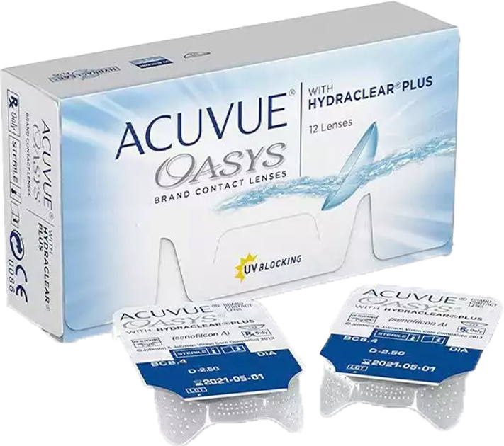 Контактні лінзи Acuvue Oasys Hydraclear Contact Lenses Replacement 2 тижні -2.50 BC/8.4 12 шт (9733905651755) - зображення 1