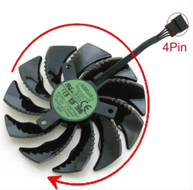 Кулер Everflow для видеокарты T129215SU Вентилятор 1шт Sapphire R7 370 RX 470 570 - изображение 5