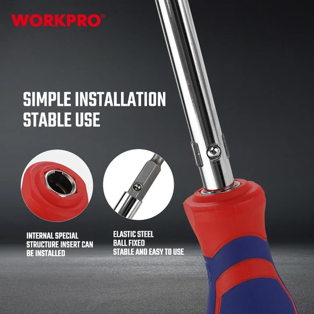 Отвертка 6 в 1 WORKPRO CR-V PRO WP221046 - Фото 4 Отвертка 6 в 1 WORKPRO CR-V PRO WP221046 - изображение 4