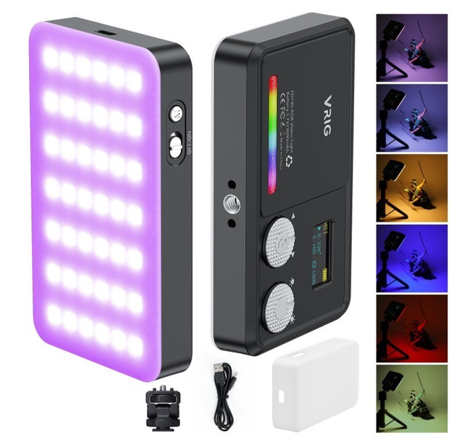 Накамерный свет,RGB-видеолампа VRIG VL140,портативная RGB-подсветка для ...