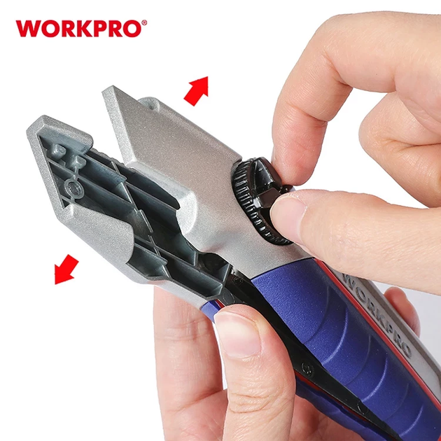 Нож трапециевидный алюминиевый с усиленной фиксацией WORKPRO PRO PLUS WP213013 - изображение 4