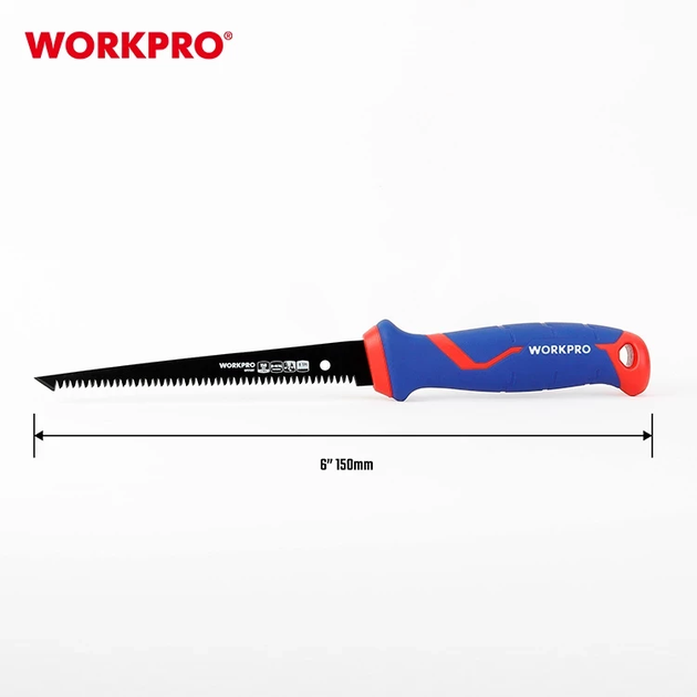 Ножівка для гіпсокартонних плит WORKPRO 150 мм, BI-метал, тефлонове покриття, 8TPI PRO PLUS WP215017 - Фото 3 Ножівка для гіпсокартонних плит WORKPRO 150 мм, BI-метал, тефлонове покриття, 8TPI PRO PLUS WP215017 - зображення 3